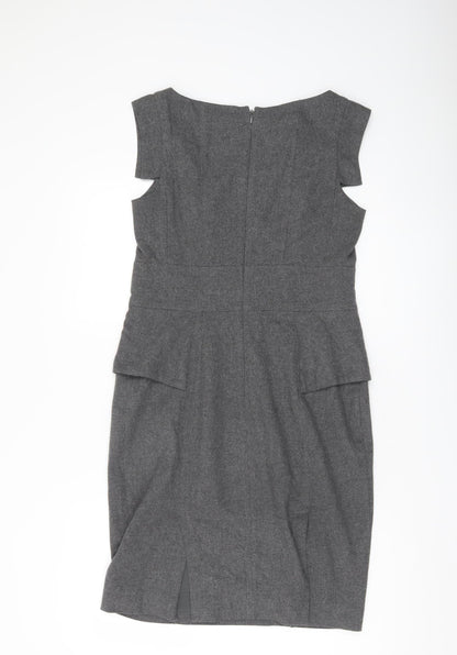 French Connection Women’s Grey Wool Blend Sheath Dress Size 12