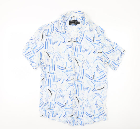 Topman Men's Multicoloured Graphic Print Viscose Shirt M 38-40"