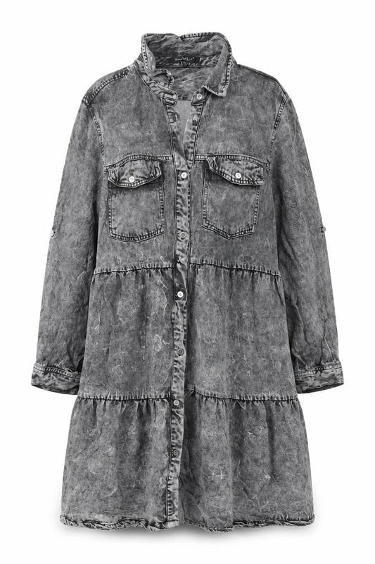 Velvet Heart Women’s Grey Shirt Dress M Lyocell Rayon Casual Travel