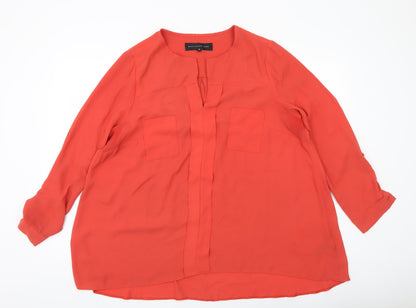 Betty Jackson Black Women’s Red Blouse Size 18 Tunic Long Sleeve