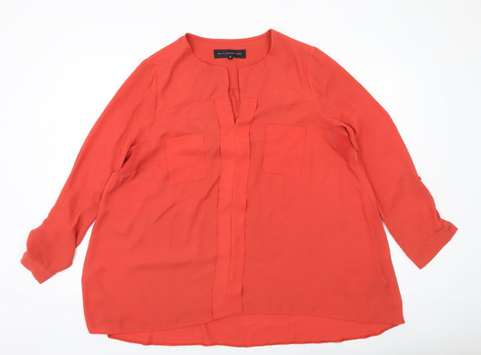 Betty Jackson Black Women’s Red Blouse Size 18 Tunic Long Sleeve