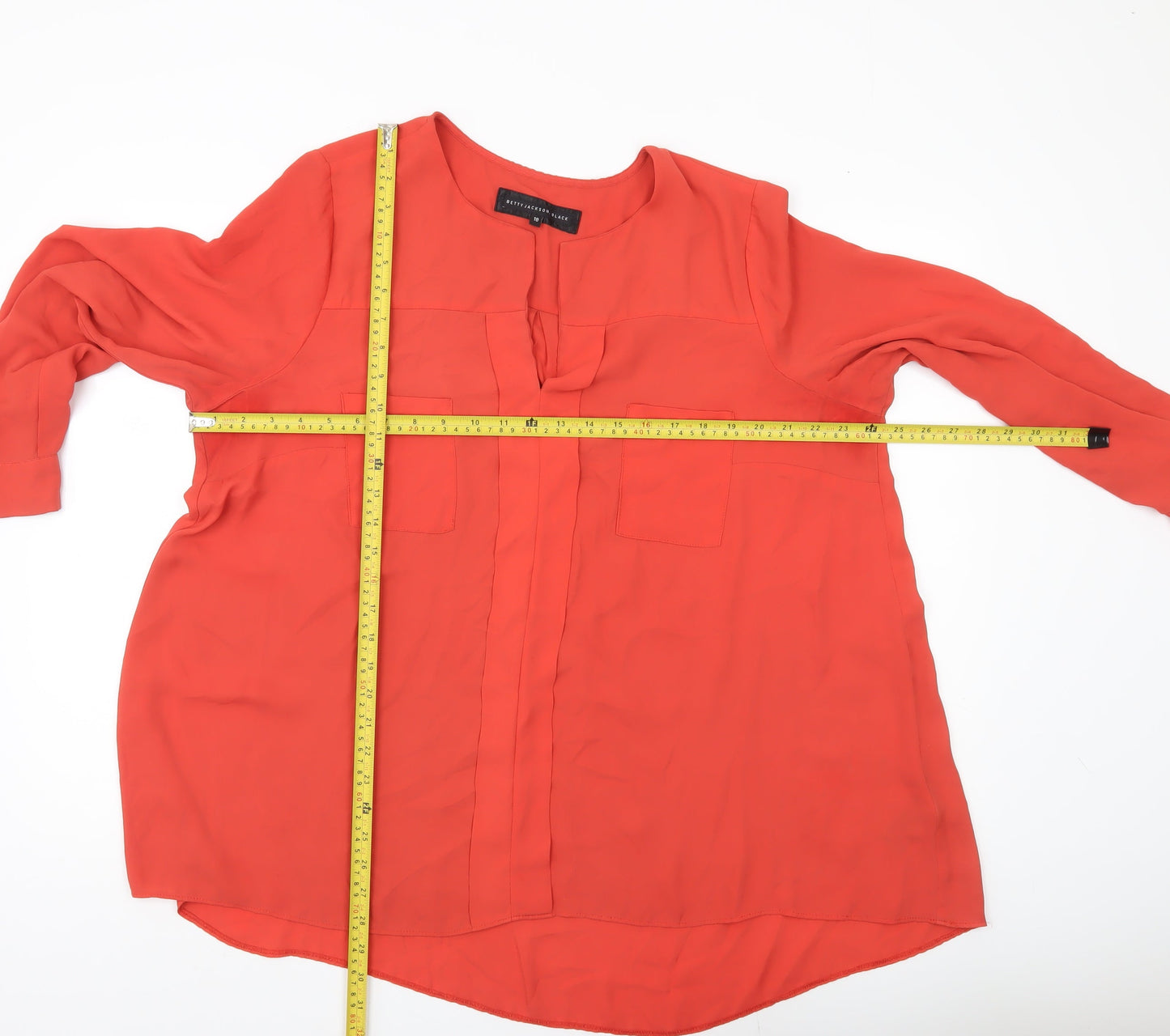 Betty Jackson Black Women’s Red Blouse Size 18 Tunic Long Sleeve