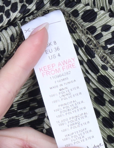 Miss Selfridge Women’s Green Animal Print Midi Dress Size 8