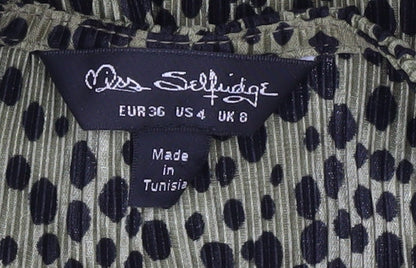 Miss Selfridge Women’s Green Animal Print Midi Dress Size 8