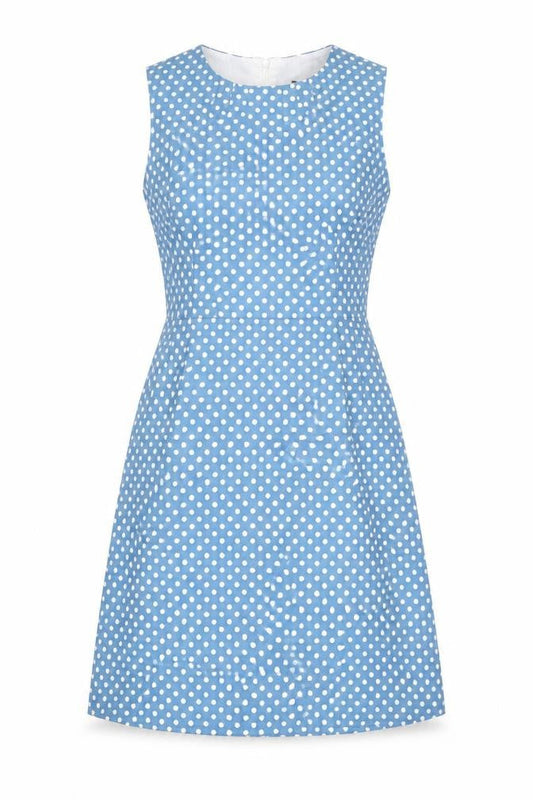 Pop England Women’s Blue Polka Dot A-Line Knee Length Dress Size 2
