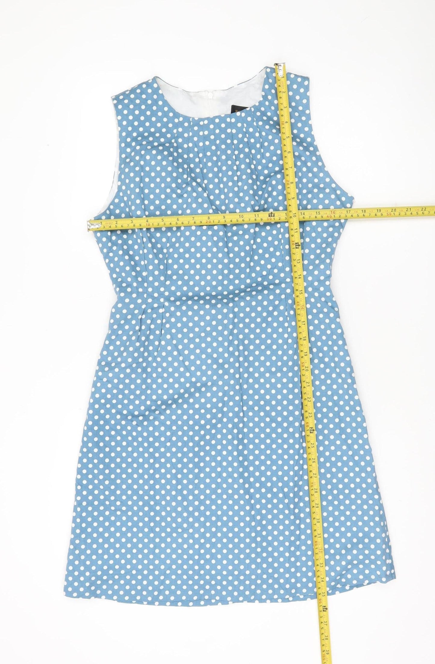 Pop England Women’s Blue Polka Dot A-Line Knee Length Dress Size 2