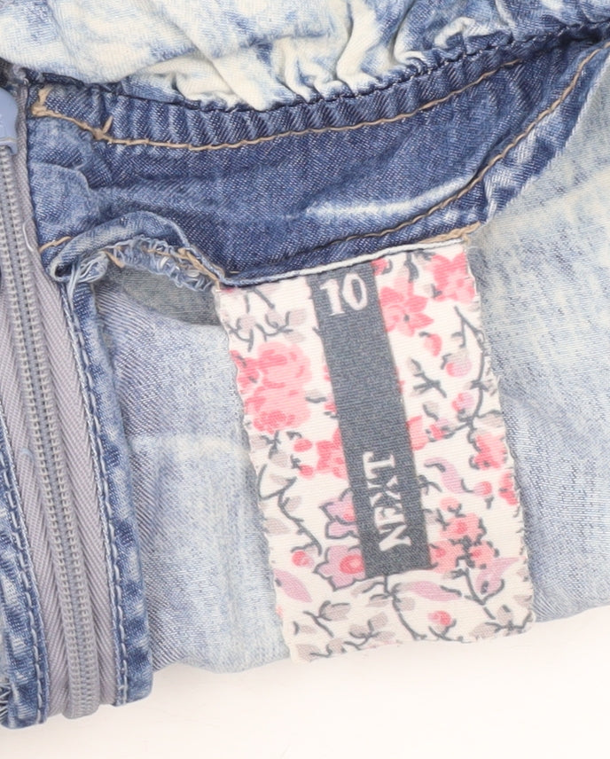 Next Womens Blue Tie Dye Sleeveless Skater Dress Size 10 Ruffle Hem