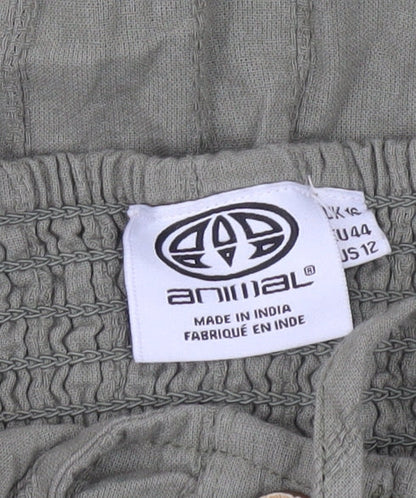 Animal Women’s Green Cotton Midi Sundress Size 14 Button Front