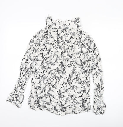 Womens UK Size 10 Warehouse White Basic Blouse