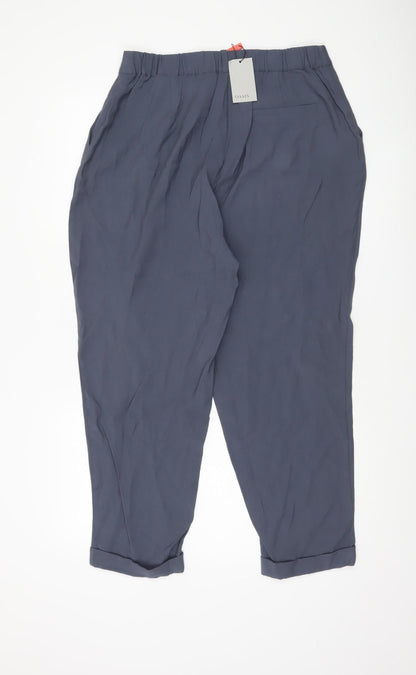 Womens UK Size 14 Oasis Regular Fit Cropped Blue Trousers