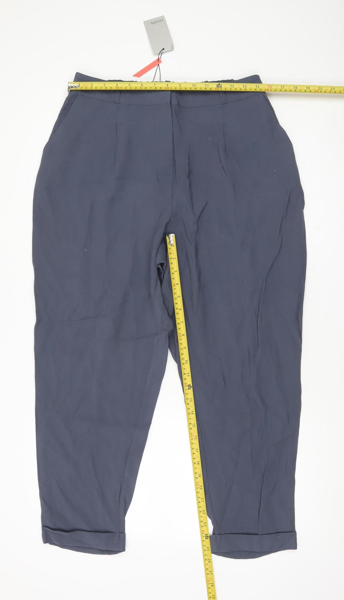 Womens UK Size 14 Oasis Regular Fit Cropped Blue Trousers