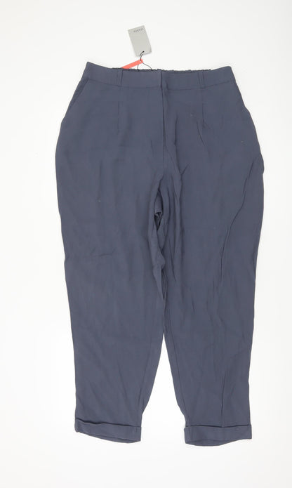 Womens UK Size 14 Oasis Regular Fit Cropped Blue Trousers