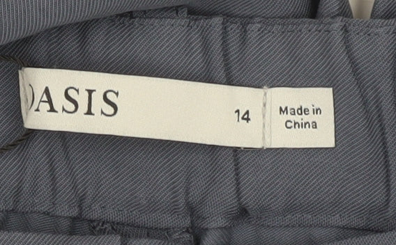 Womens UK Size 14 Oasis Regular Fit Cropped Blue Trousers