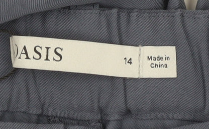 Womens UK Size 14 Oasis Regular Fit Cropped Blue Trousers