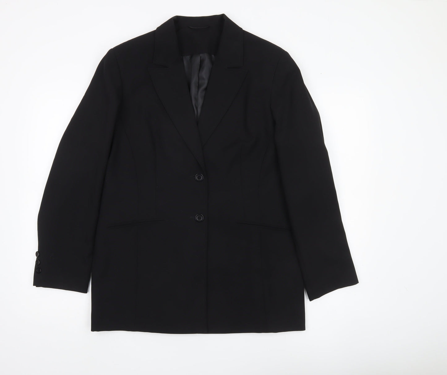 Essentials Womens Black Size 16 Regular Fit Two-Button Suit Jacket