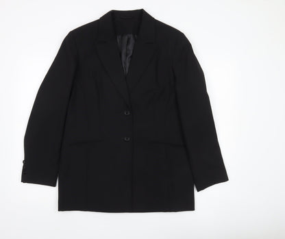 Essentials Womens Black Size 16 Regular Fit Two-Button Suit Jacket