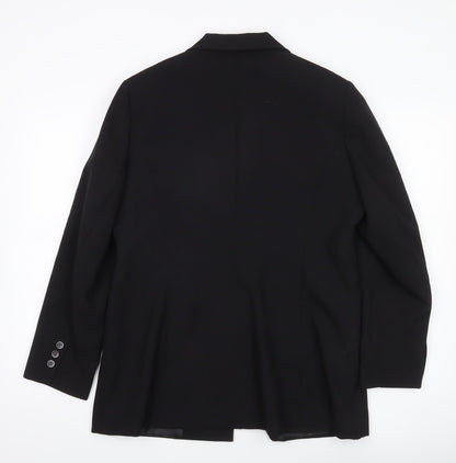 Essentials Womens Black Size 16 Regular Fit Two-Button Suit Jacket