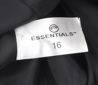 Essentials Womens Black Size 16 Regular Fit Two-Button Suit Jacket