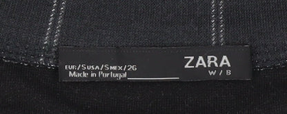 Zara Women Black Check Blouse Long Sleeve Basic Style Size S