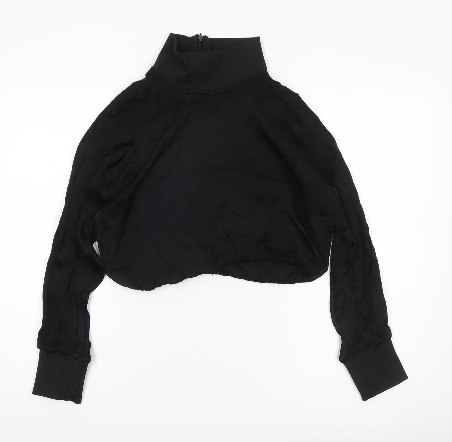Womens UK Size S Zara Black Cropped Blouse