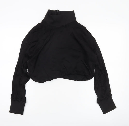 Womens UK Size S Zara Black Cropped Blouse