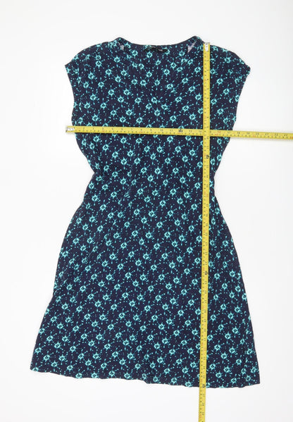 Debenhams Women Blue Geometric Shift Dress Size 12 Cotton