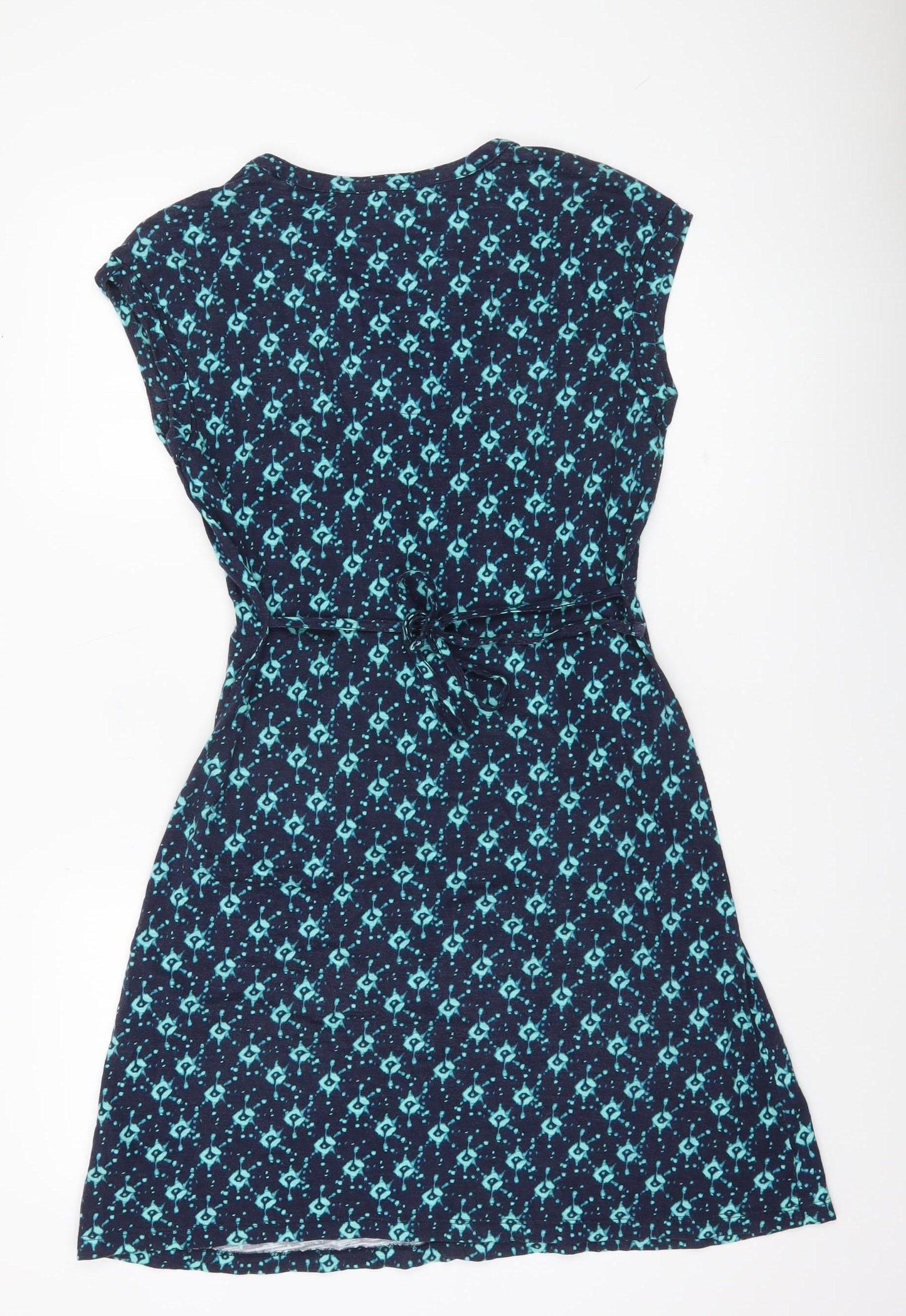 Debenhams Women Blue Geometric Shift Dress Size 12 Cotton