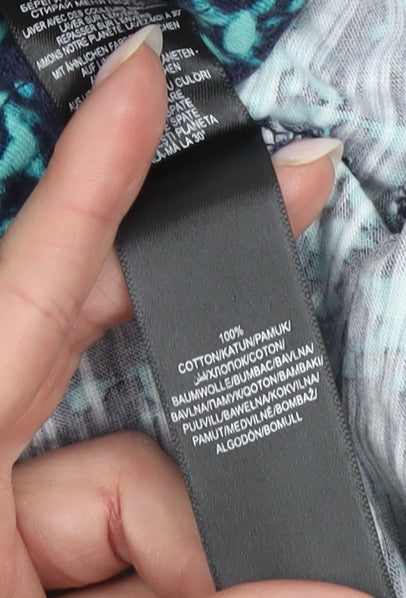 Debenhams Women Blue Geometric Shift Dress Size 12 Cotton