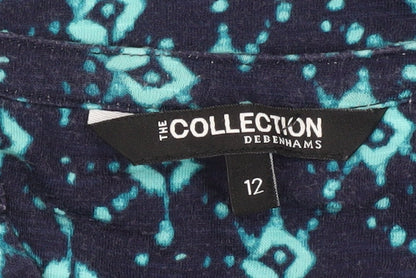 Debenhams Women Blue Geometric Shift Dress Size 12 Cotton