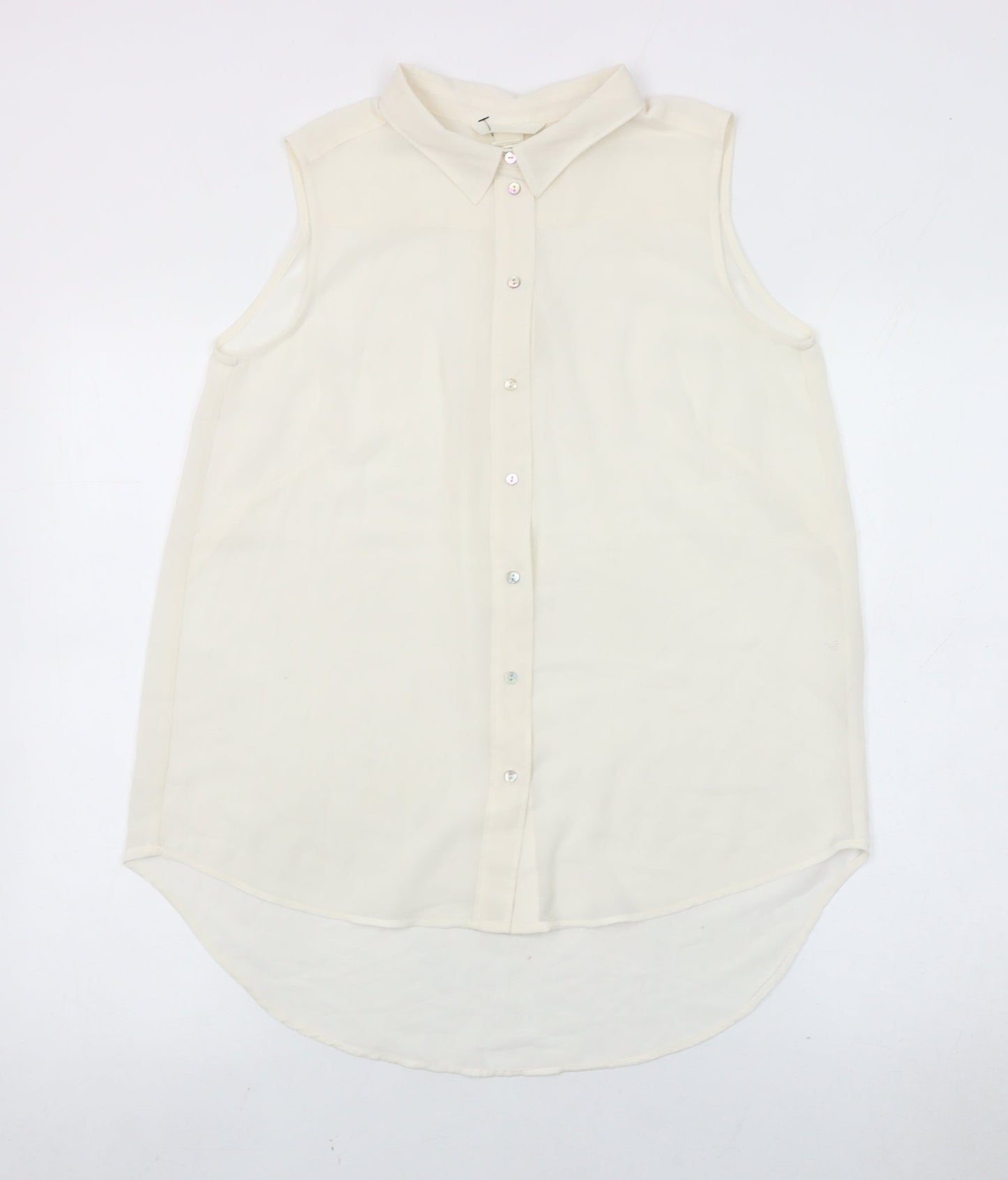 Womens UK Size 10 H&M Ivory Basic Button-Up