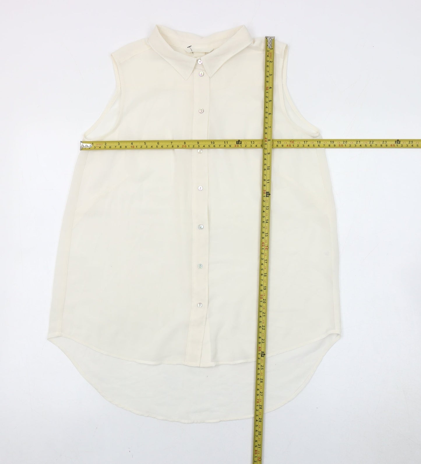 Womens UK Size 10 H&M Ivory Basic Button-Up