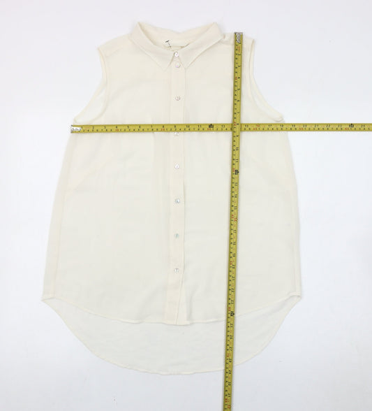 Womens UK Size 10 H&M Ivory Basic Button-Up