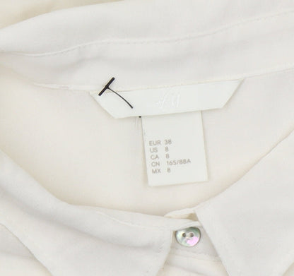Womens UK Size 10 H&M Ivory Basic Button-Up