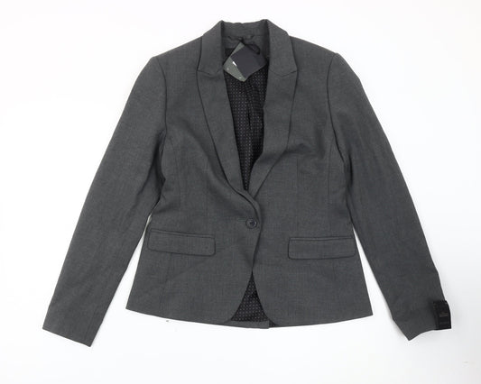 Next Women’s Grey Tailored Fit Suit Jacket Size 12 Classic Workwear