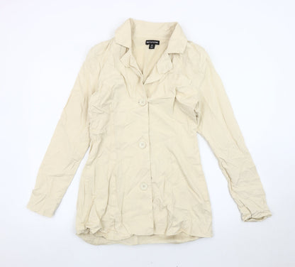 PrettyLittleThing Women’s Beige Jacket UK 8 Viscose Notch Lapel