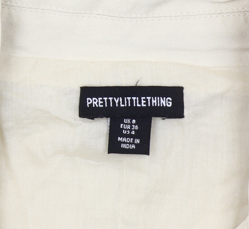 PrettyLittleThing Women’s Beige Jacket UK 8 Viscose Notch Lapel