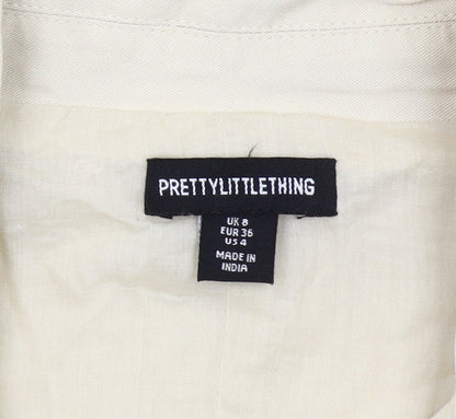 PrettyLittleThing Women’s Beige Jacket UK 8 Viscose Notch Lapel
