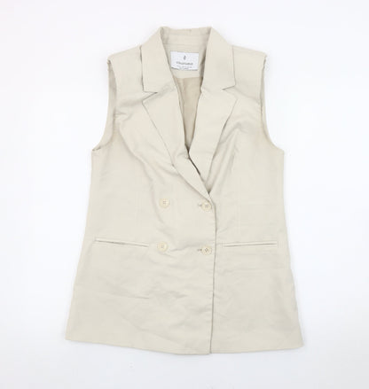 Stradivarius Women Beige Sleeveless Double-Breasted Suit Waistcoat S