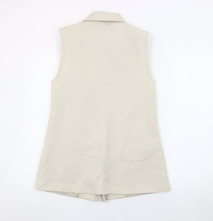 Stradivarius Women Beige Sleeveless Double-Breasted Suit Waistcoat S