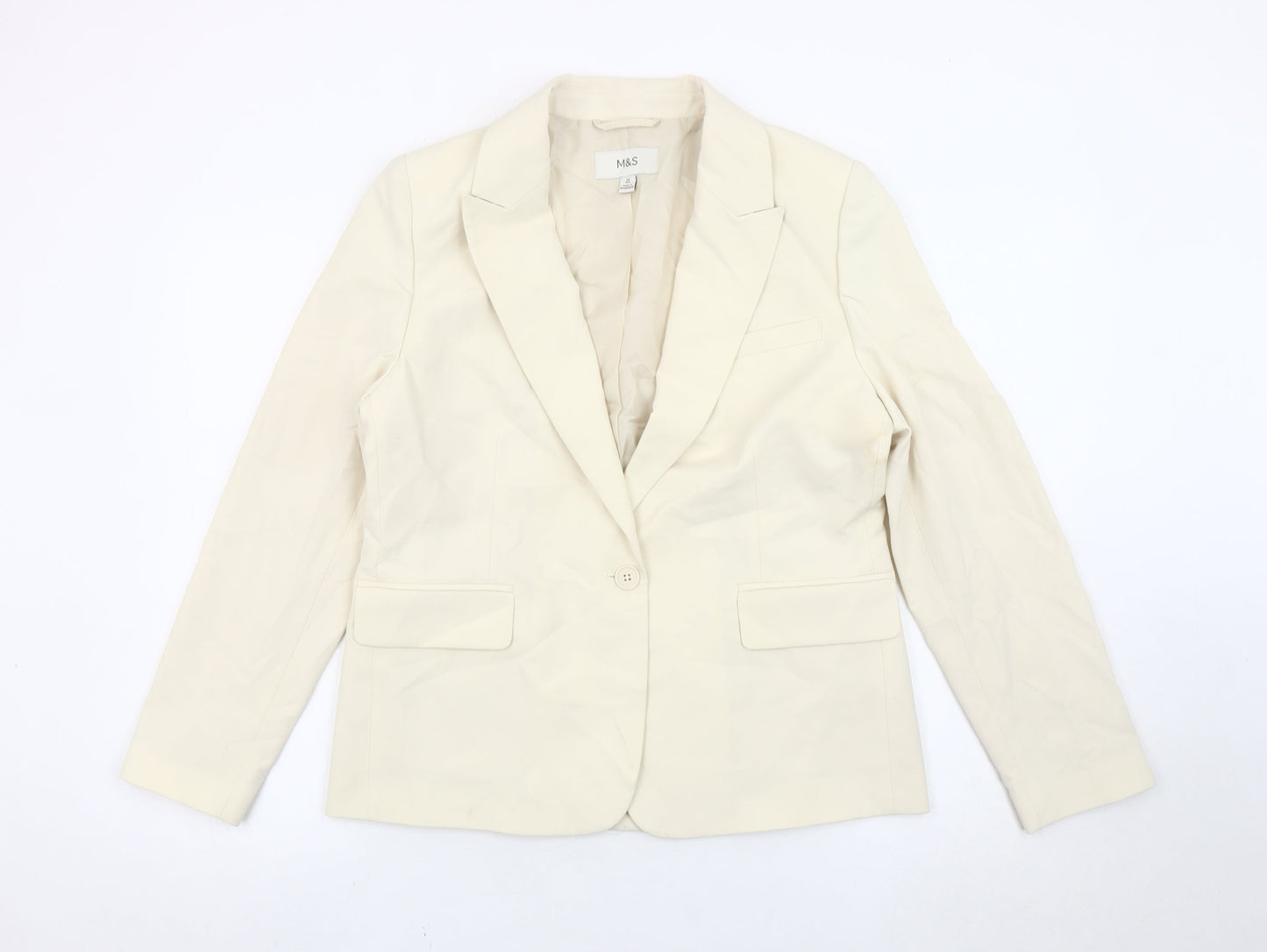 Marks and Spencer Women Ivory Size 12 Regular Blazer Jacket