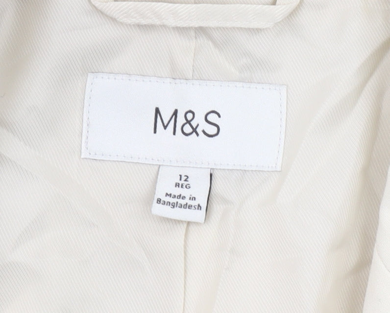 Marks and Spencer Women Ivory Size 12 Regular Blazer Jacket