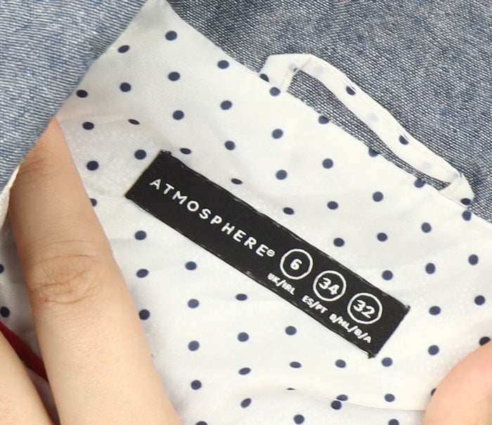 Atmosphere Women’s Blue Chambray Blazer Size 6 UK Single Breasted