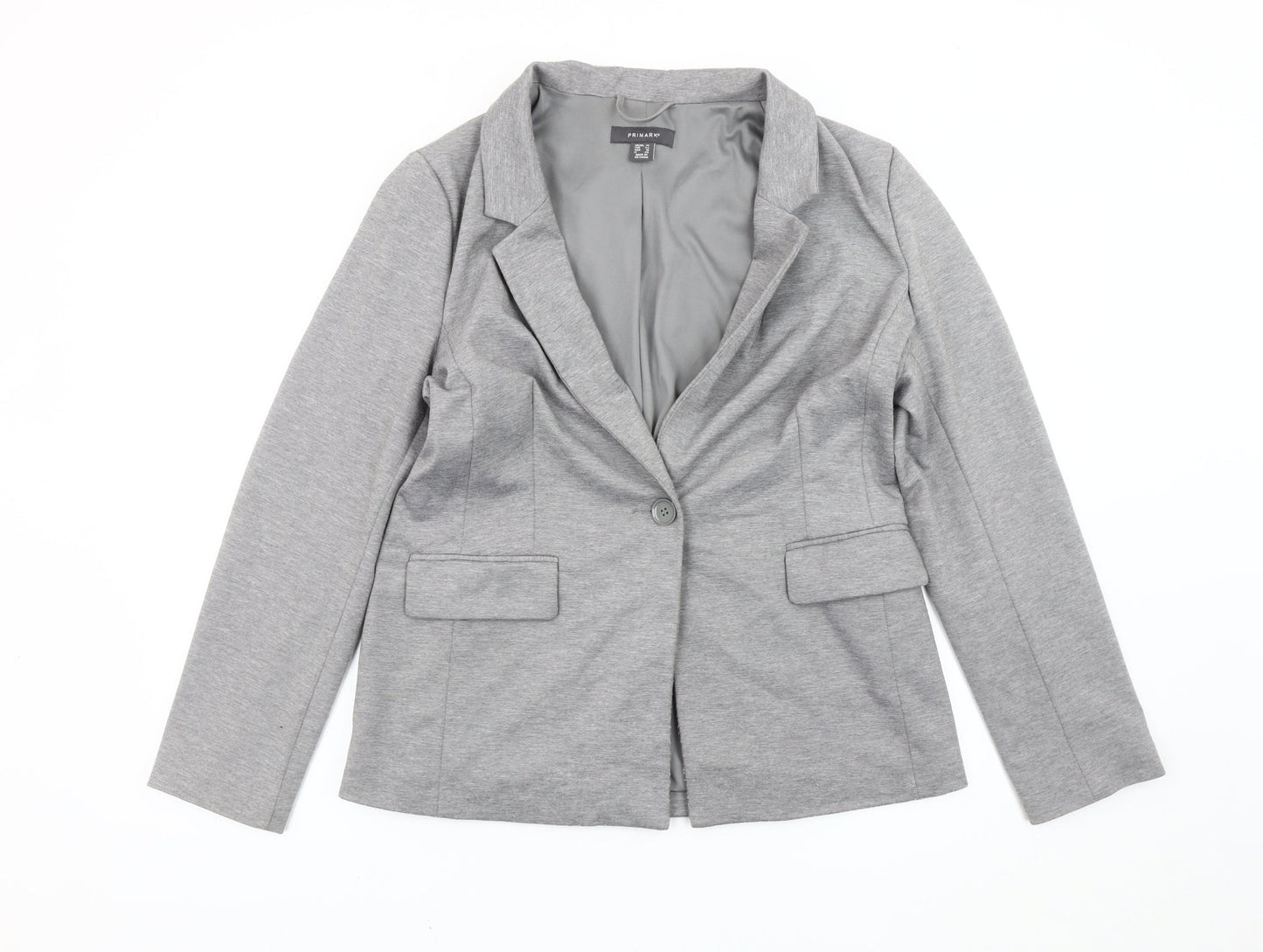 Primark Women’s Grey Blazer UK 14 Regular Fit Single Breasted