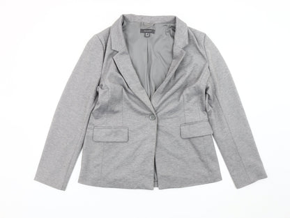 Primark Women’s Grey Blazer UK 14 Regular Fit Single Breasted