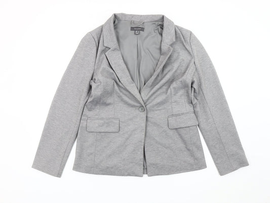 Primark Women’s Grey Blazer UK 14 Regular Fit Single Breasted