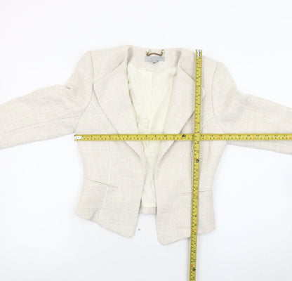 H&M Women’s Beige Tweed Cropped Blazer Jacket Size 8