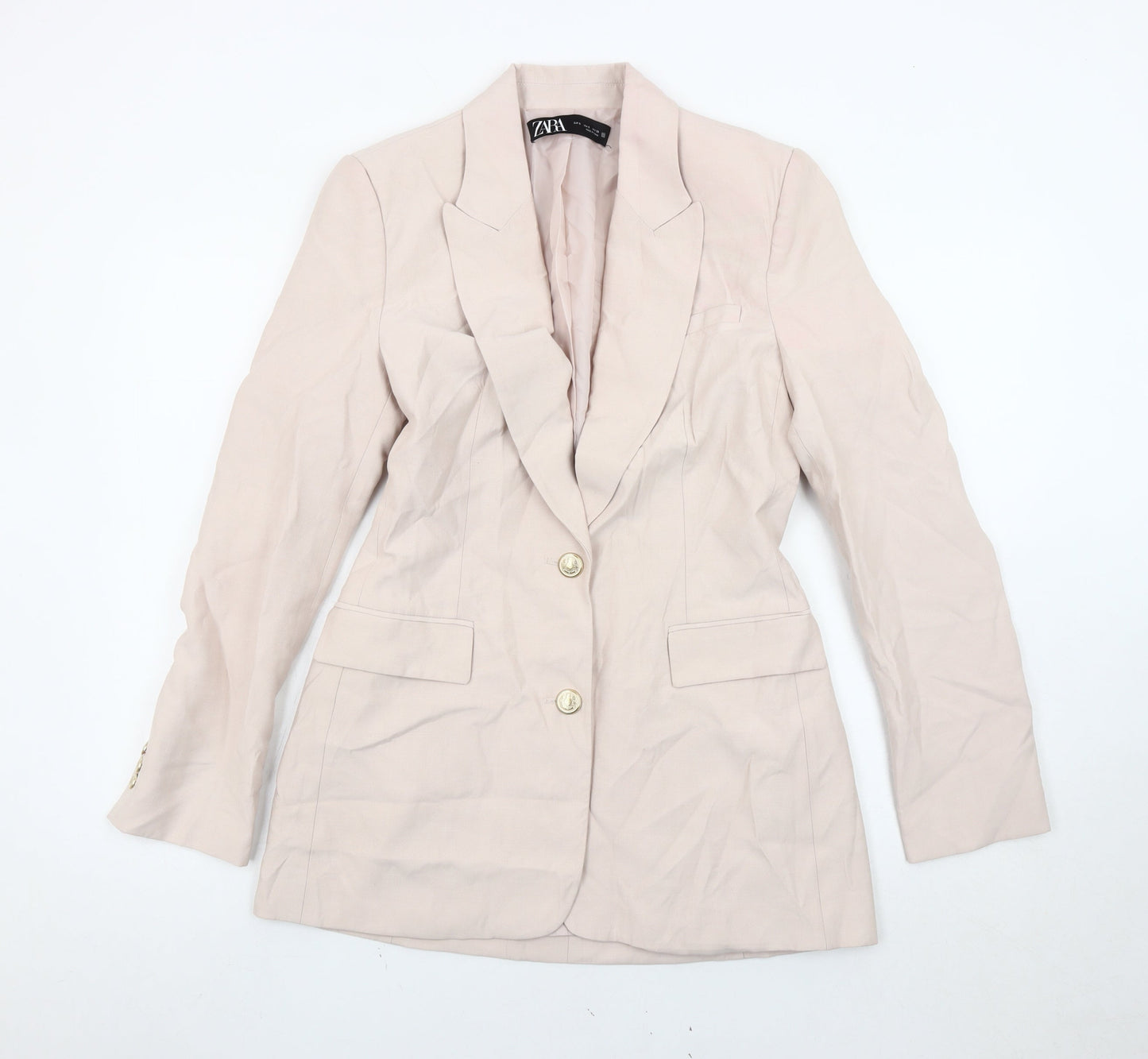 Zara Women Beige Tailored Blazer Jacket Size S Single Breasted