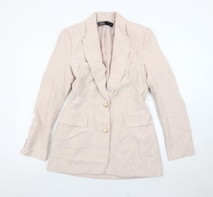 Zara Women Beige Tailored Blazer Jacket Size S Single Breasted