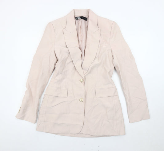 Zara Women Beige Tailored Blazer Jacket Size S Single Breasted