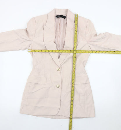 Zara Women Beige Tailored Blazer Jacket Size S Single Breasted